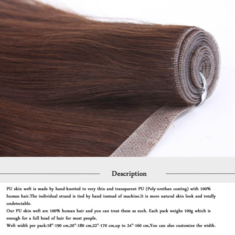 Double drawn blonde indian remy hair extension seamless hand tied skin pu weft