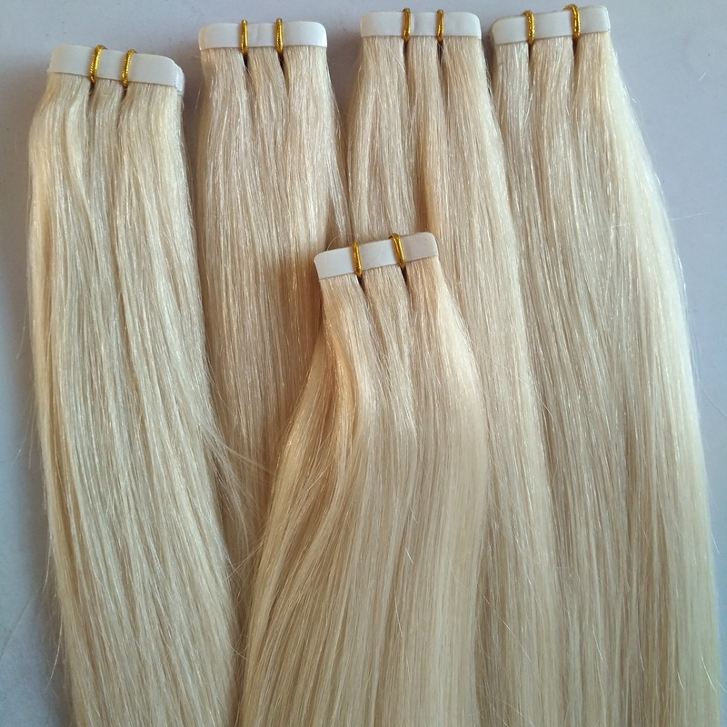 Double drawn tape hair extensions free sample hair bundles straight tape in remy hair extension