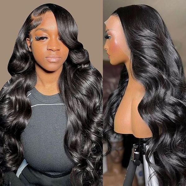 Wholesale Body Wave 13*4 Full Lace Frontal Wig  Natural Color Brazilian Body Wave 180% Density 32 Inch Wavy Human Hair Wigs