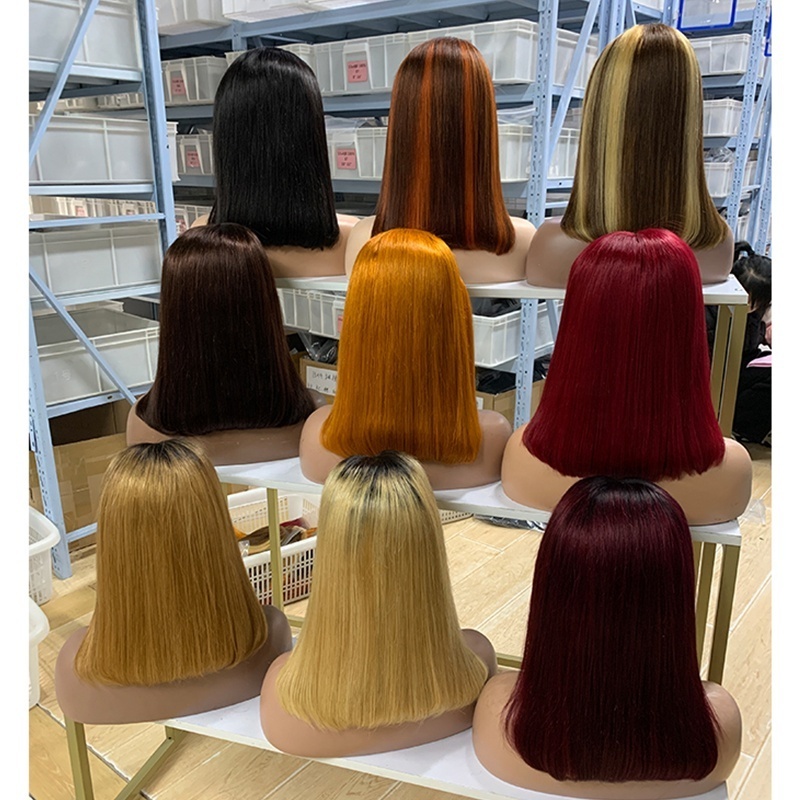 Wholesale Double Drawn Straight Bob Wig Raw Virgin Cuticle Aligned 100% Human Hair 13x4 HD Full Lace Front Wigs For Black Women