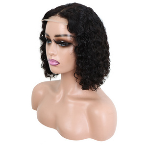 Wholesale Bob Wig 100%  Human Hair  4*4 Lace Closure Wig Water Wave Unprocessed Brazilian Remy Human Hair For Women