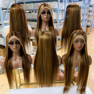 Wholesale Piano Highlight P4-27 Color 13x4 Full Lace Front Wig 180% density Virgin Hair Straight Body Wave 100% Human Hair Wigs