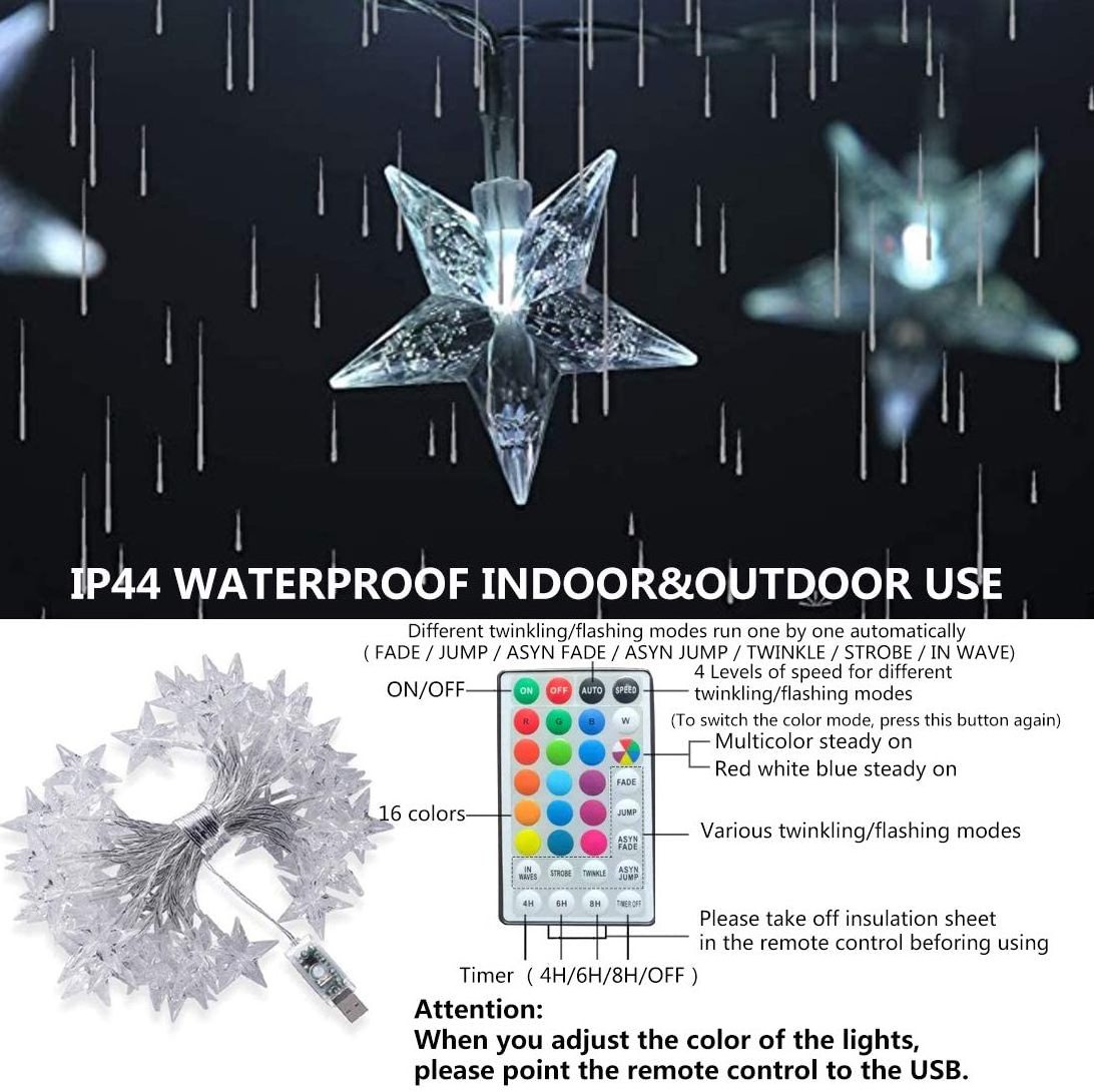 New arrival crystal solar powered outdoor lights garden commercial decor star wire drop ship led string light bulb