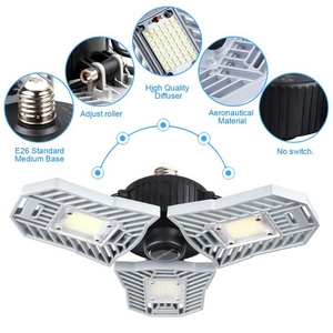 LED Garage Lights 80W LED Light Bulbs E26/E27 8000LM Deformable Ceiling Lighting for Full Area