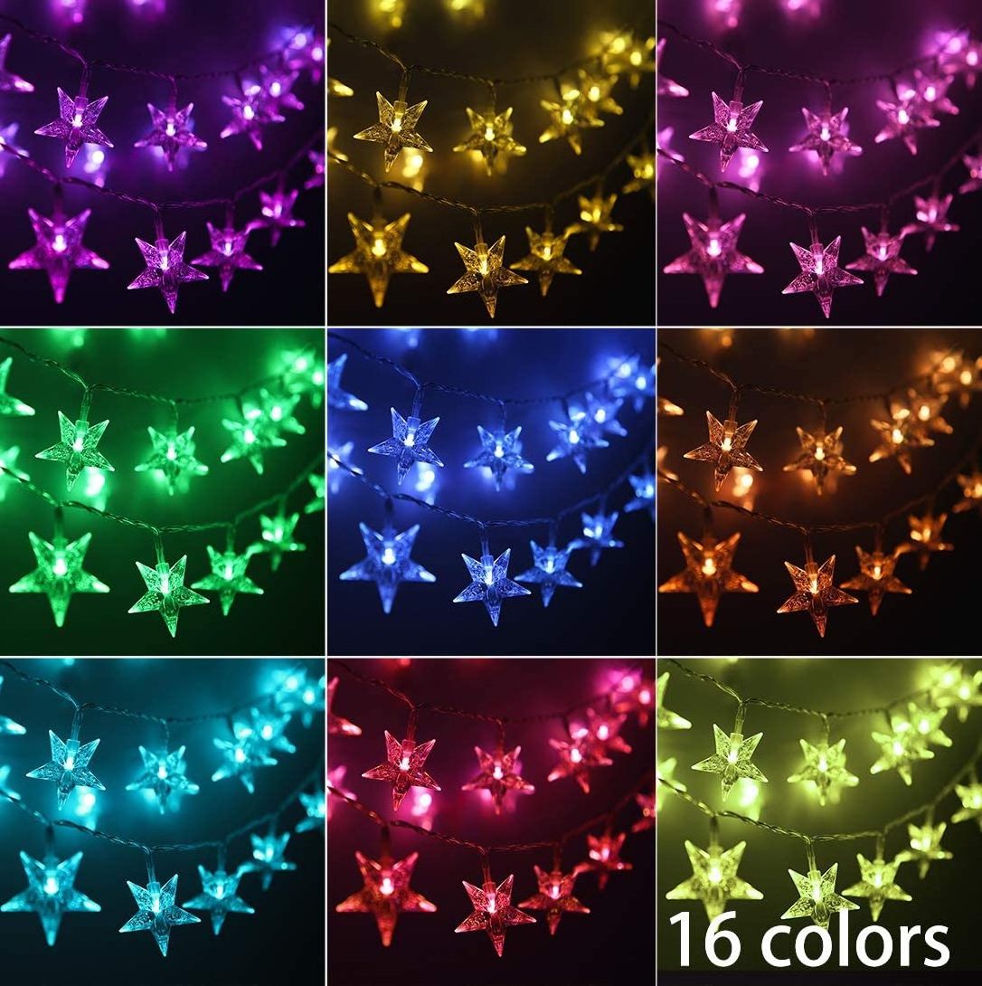 The new listing curtain lights waterproof led outdoor solar powered remote control decorative hanging string light