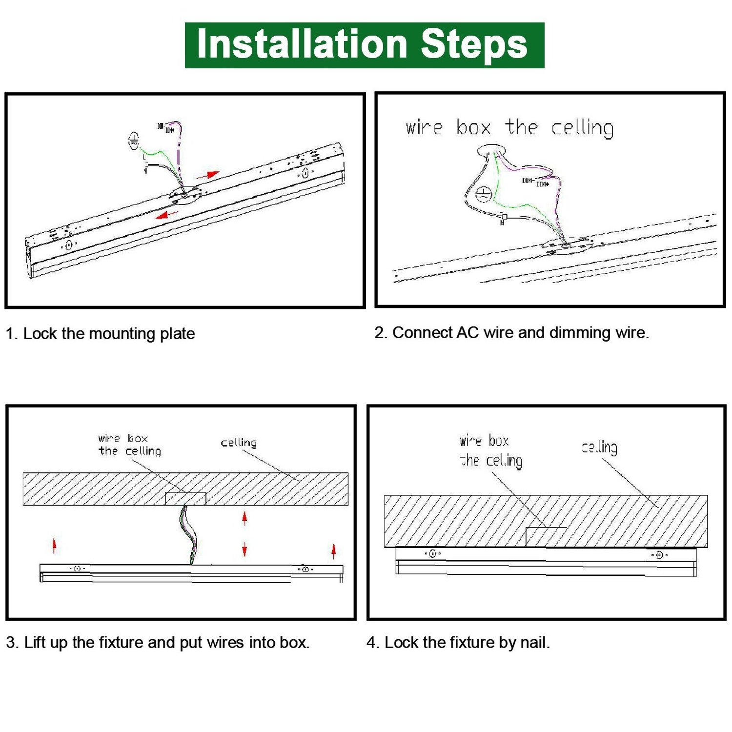 72w LED Shop Light Led Linear Strip Light LED Strip Light Fixture Daylight White for Garage Warehouse Basement Workshop Storage