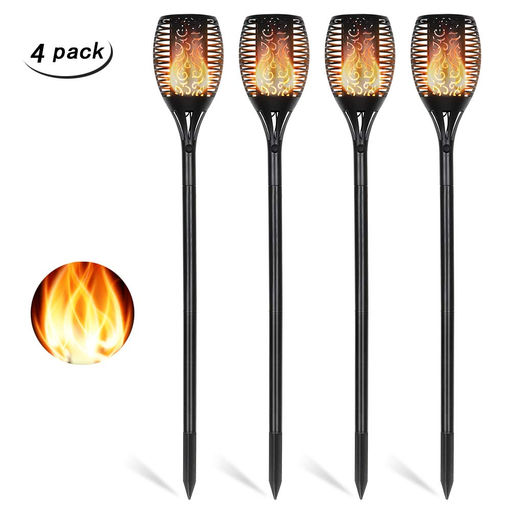 Top Selling 4set 96LED Solar flame light Wireless fire effect lamp Waterproof Wall lamp yard pathway lighting