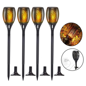 Top Selling 4set 96LED Solar flame light Wireless fire effect lamp Waterproof Wall lamp yard pathway lighting