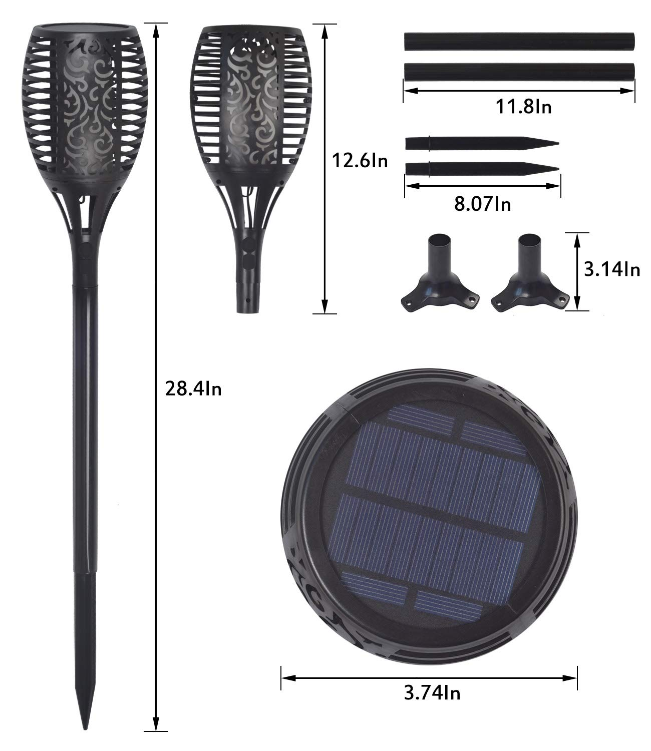 Rechargeable Waterproof Decorative led garden light  With Flickering Flame Solar Torch Light