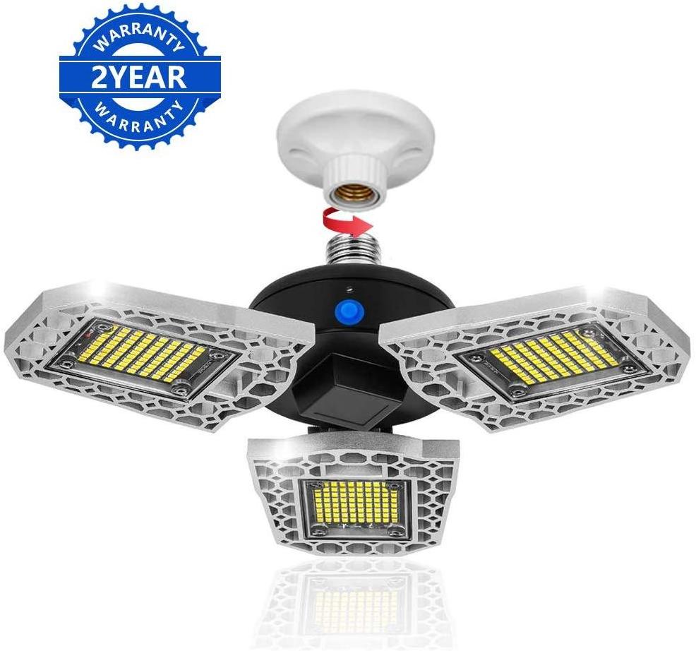 60W E26/E27 Work Light IP65 Waterproof Shop 6000LM Super Bright Deformable Garage Ceiling Lights