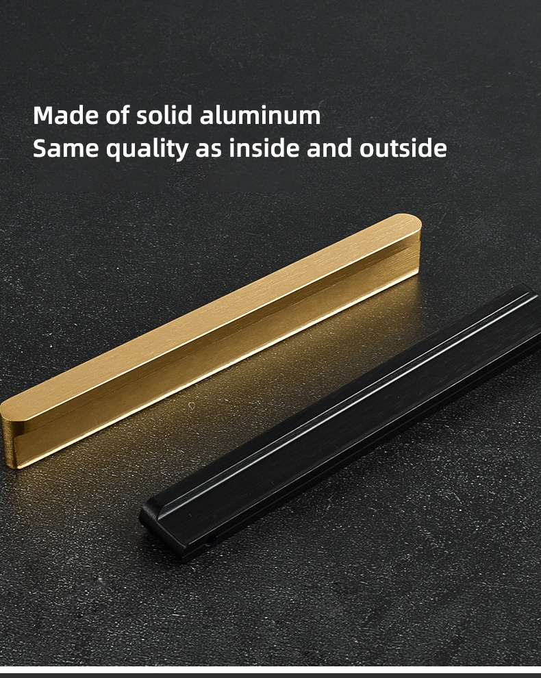 Aluminum Alloy Decoration Black Gold Bedroom Drawer Handle Hot Sale Customized Cabinet Handle Promotional Long Closet Pull