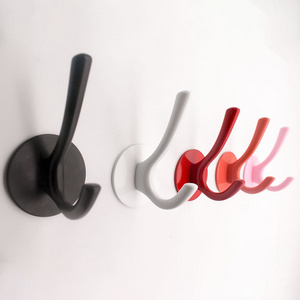 Colorful hard  Decorative Modern Design Wall Mounted  Punching-Free Adhesive Wall Hooks, Pink Cute Cloth Hat Coat Hooks//