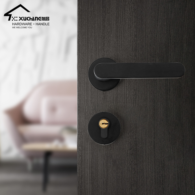 Simple Modern Black Decoration Door Handle Privacy Lock Door Set Furniture Lock XC-01 Bedroom Zinc Alloy Door Handles