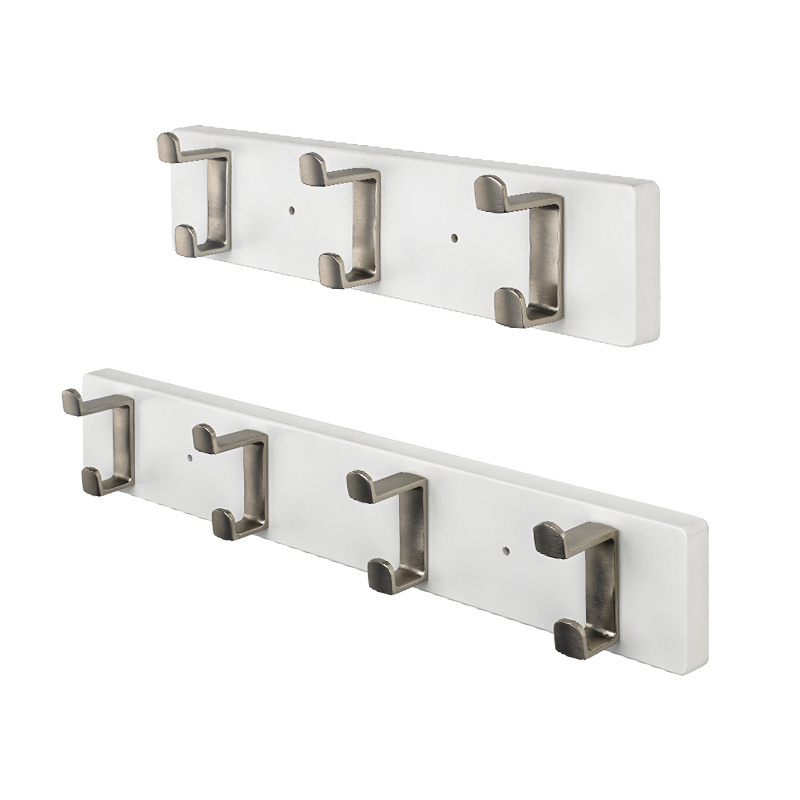 Simple Design Zinc Solid Satin Nickel Wood Row Hooks Bedroom Wall Hanger Hardware Coat Hook