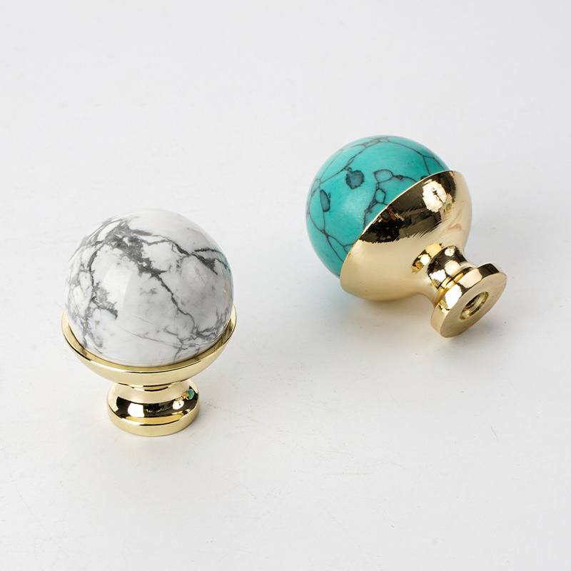 Round Cabinet Drawer Hardware Knob Pull Knobs Stone Ball Crystal New Modern Natural 25mm Knobs