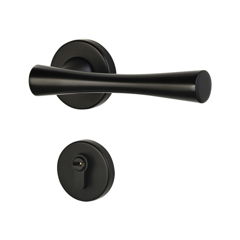 Unique Design Zinc Alloy Black Round Modern Large Bedroom Door Handles Lock For Living Room