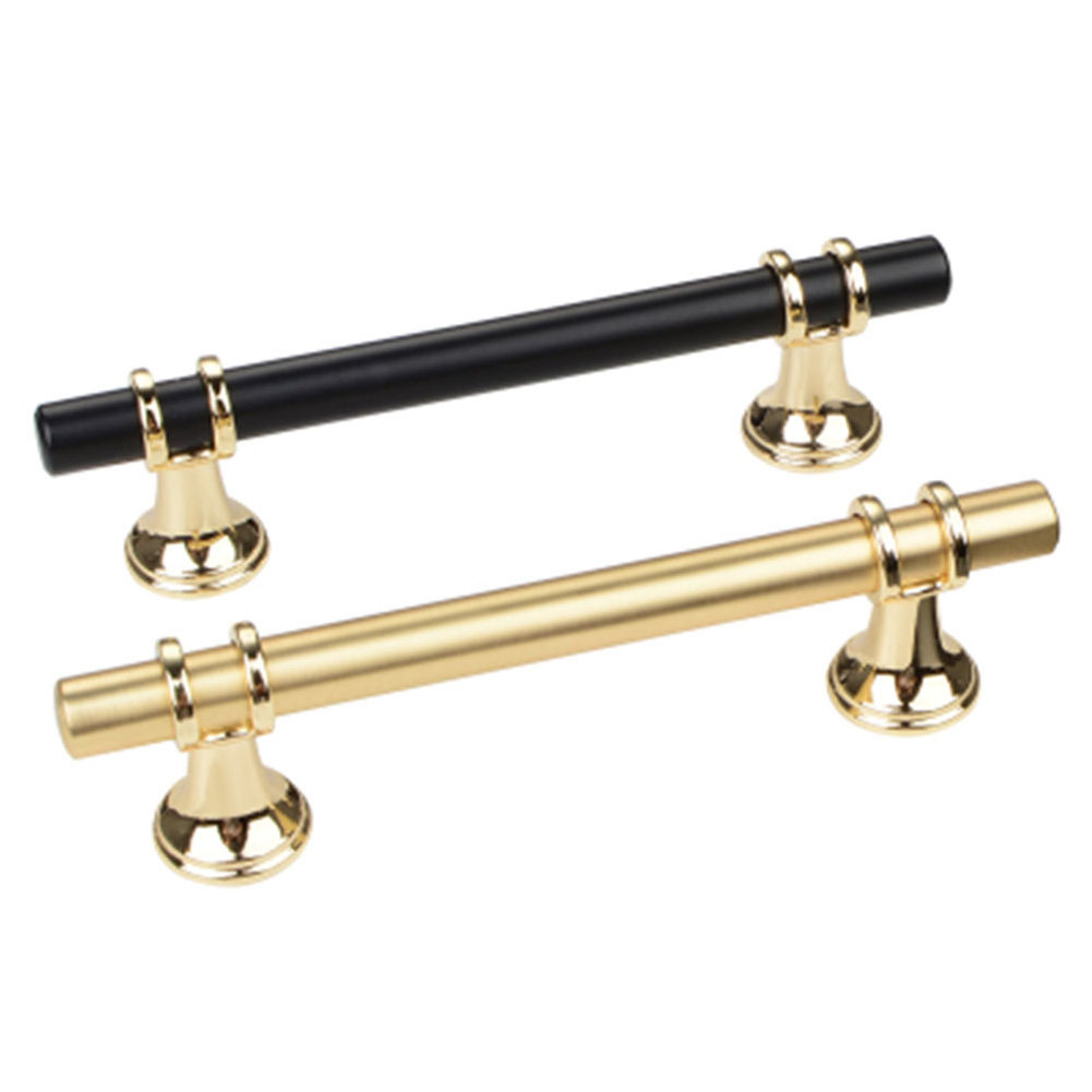 Modern European Long Black Gold Bedroom Fancy Zinc T Bar Furniture Cabinet Wardrobe Drawer Knobs and Handle 