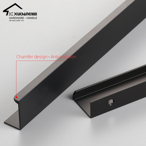 Factory black furniture hardware modern cabinet pulls closet aluminum kitchen cabinet handles