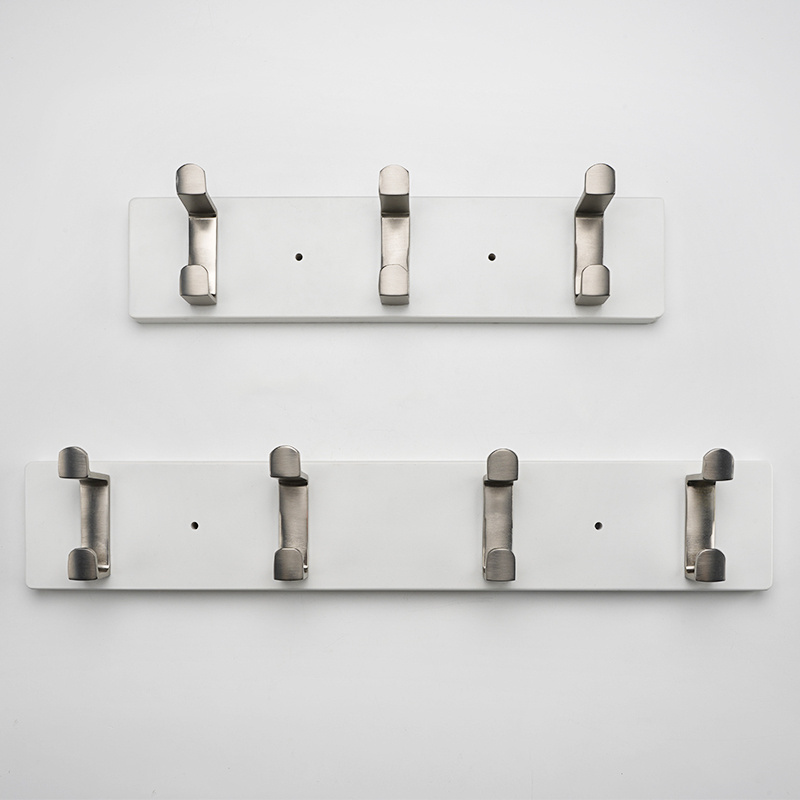 Simple Design Zinc Solid Satin Nickel Wood Row Hooks Bedroom Wall Hanger Hardware Coat Hook