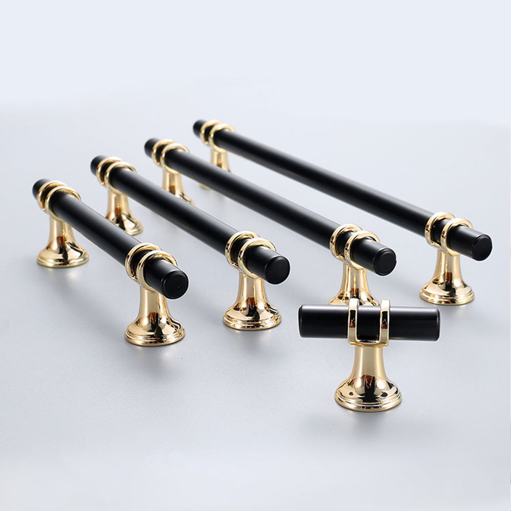 Modern European Long Black Gold Bedroom Fancy Zinc T Bar Furniture Cabinet Wardrobe Drawer Knobs and Handle 