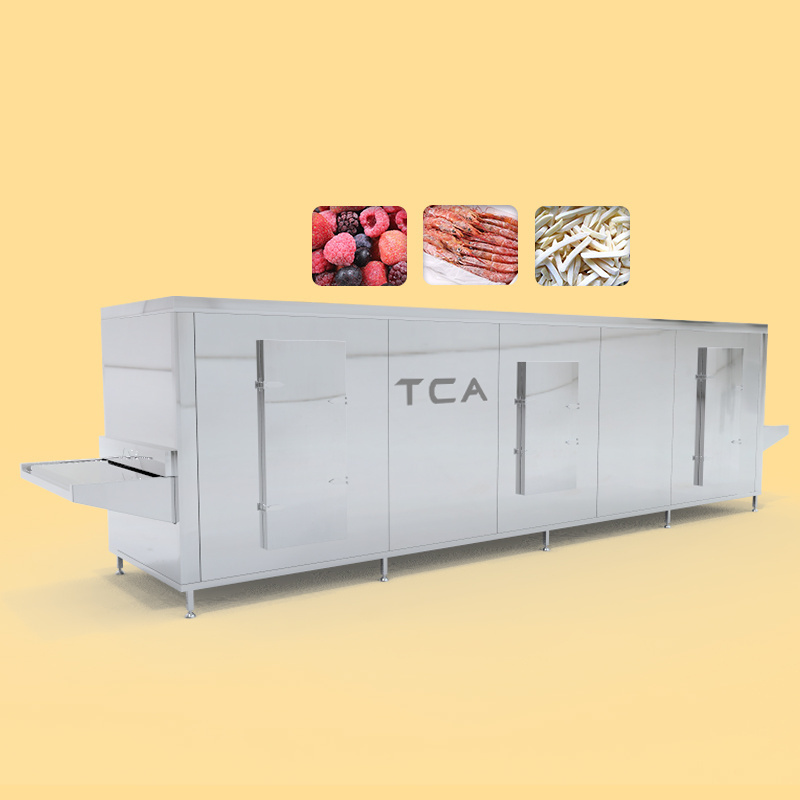 TCA high quality automatic 100-3000kg/h tunnel quick freezer freon iqf freezing tunnel machine