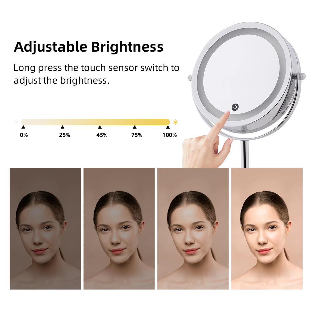 Double Sides Magnifying Round Metal Frame Beauty Mirror Light Makeup LED Cosmetic Mirror for Makeup