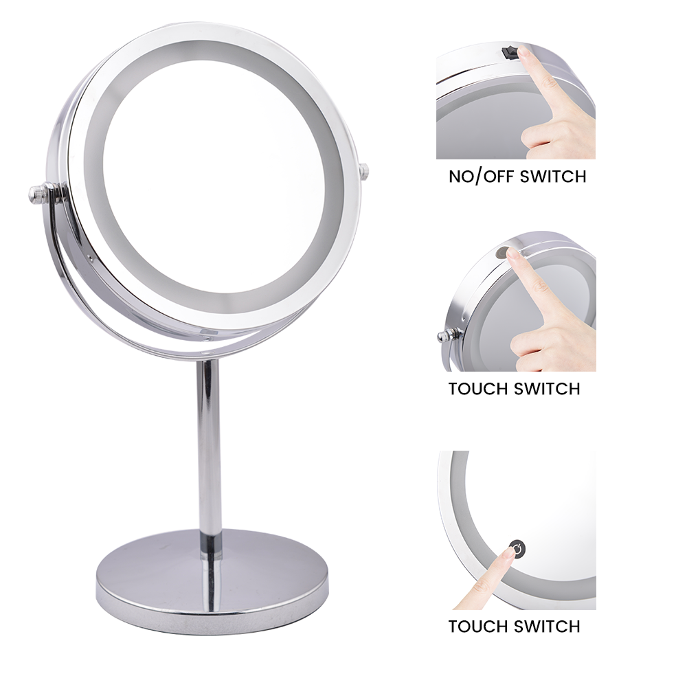 Double Sides Magnifying Round Metal Frame Beauty Mirror Light Makeup LED Cosmetic Mirror for Makeup