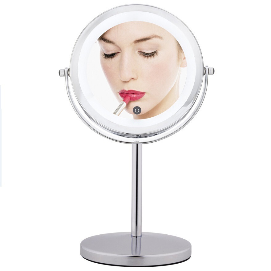 Double Sides Magnifying Round Metal Frame Beauty Mirror Light Makeup LED Cosmetic Mirror for Makeup