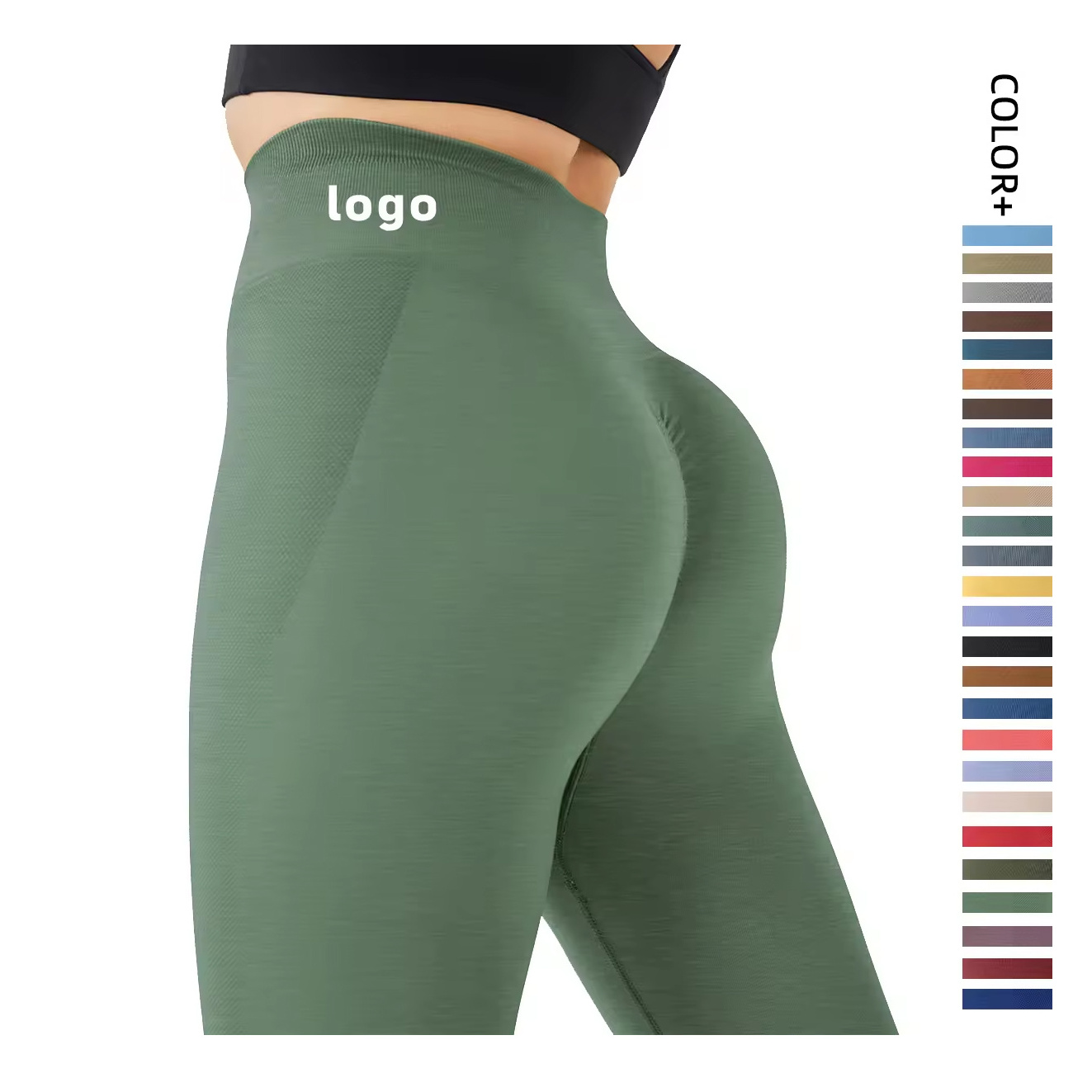 Wholesale Custom Logo Yoga Pants Camel Toe Hip Lifting Elastic Leggings Solid Color Woman Yoga Pants