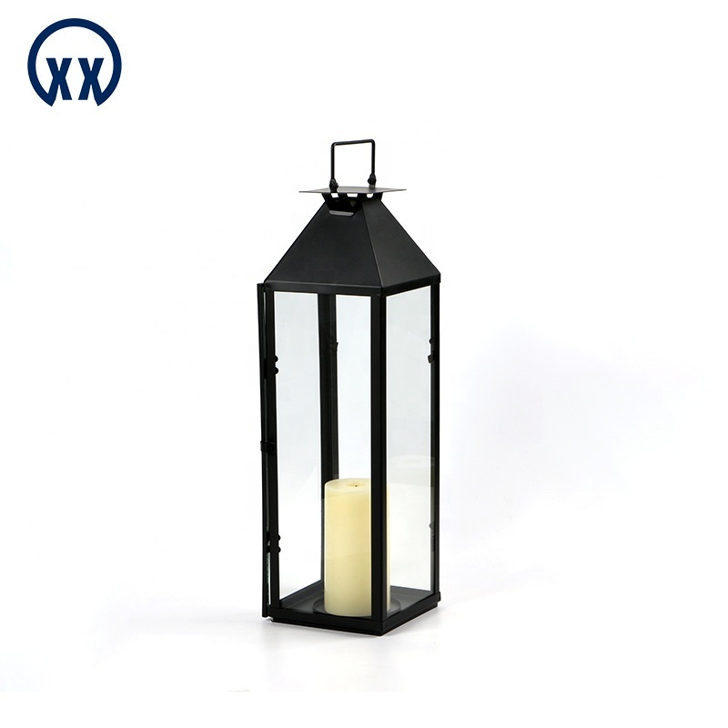 High Quality Handmade Retro Metal Lantern Indoor/Outdoor Chinese Style LED Hurricane Lamp Glass Classic Candle Jar Christmas