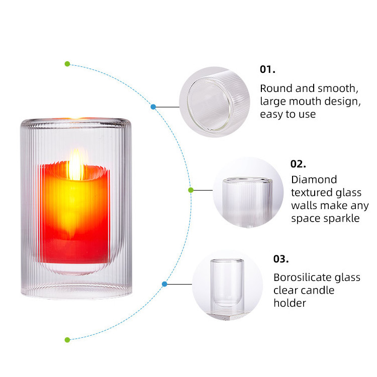 Cylinder votive candle holder glass candle holder home decor glass jar candle holder