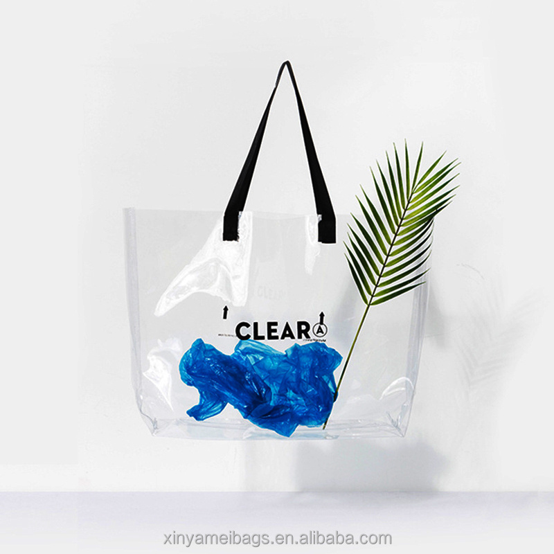 custom 2023 Wholesale neon transparent clear beach bag jelly clear plastic pvc beach tote bag with handle