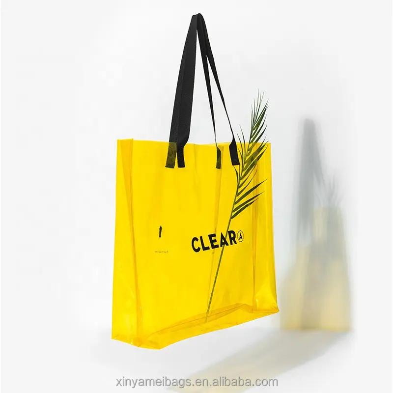 custom 2023 Wholesale neon transparent clear beach bag jelly clear plastic pvc beach tote bag with handle