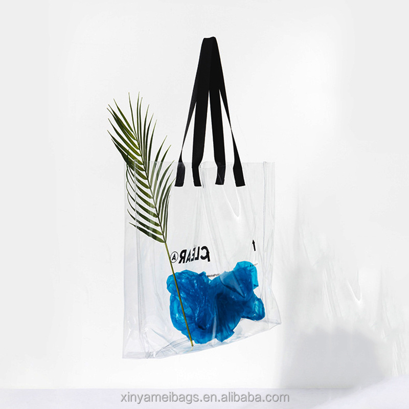 custom 2023 Wholesale neon transparent clear beach bag jelly clear plastic pvc beach tote bag with handle