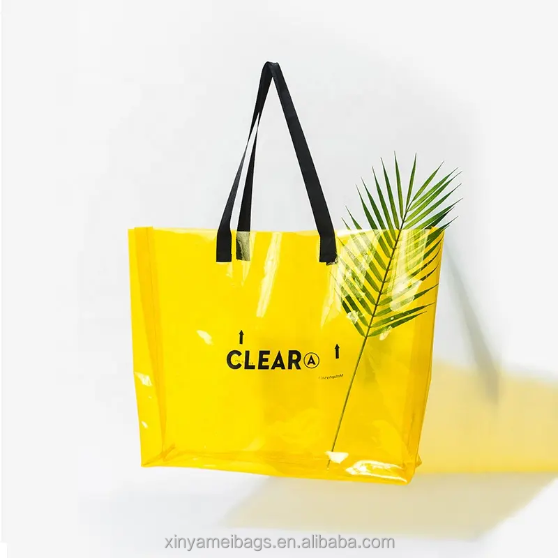 custom 2023 Wholesale neon transparent clear beach bag jelly clear plastic pvc beach tote bag with handle