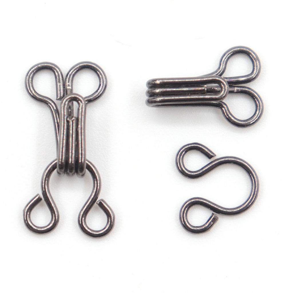 Latest Product Custom Small Collar Hook Metal Bra Hook Black Silver Sewing bra garment Hooks and Eyes