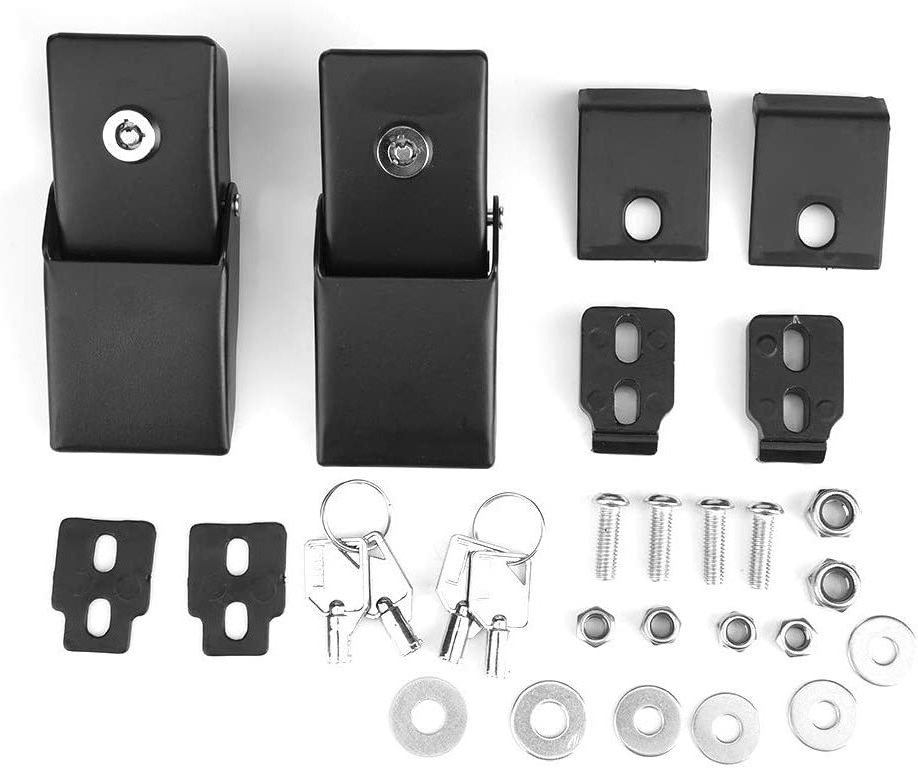 Stainless Steel Hood Latches Hood Lock Catch Latches Kit for  Jeep Wrangler JK 2007-2017(Black)