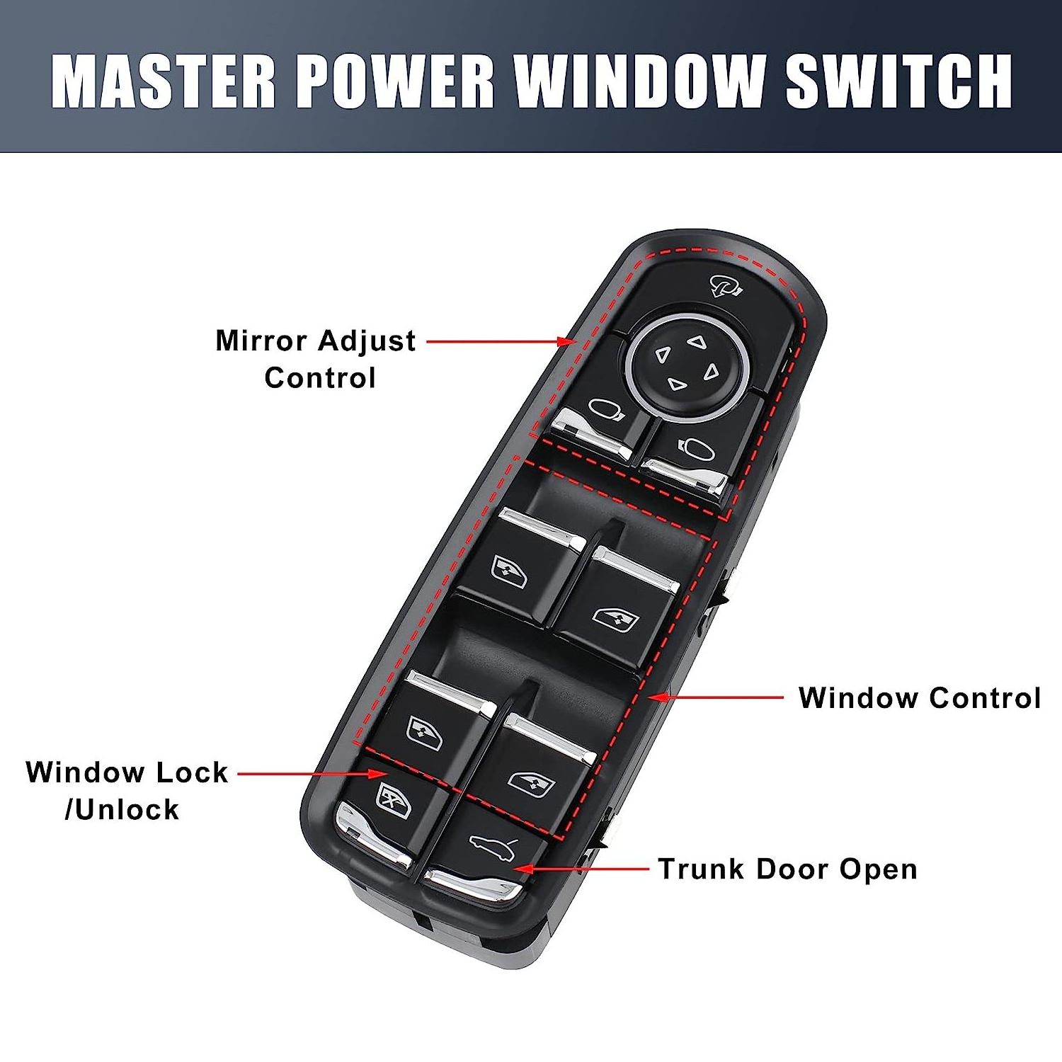 7PP959858RDML Front Driver Car Master Power Window Switch Panel For Porsche Cayenne 2011-2014 Porsche Panamera 2010-2015