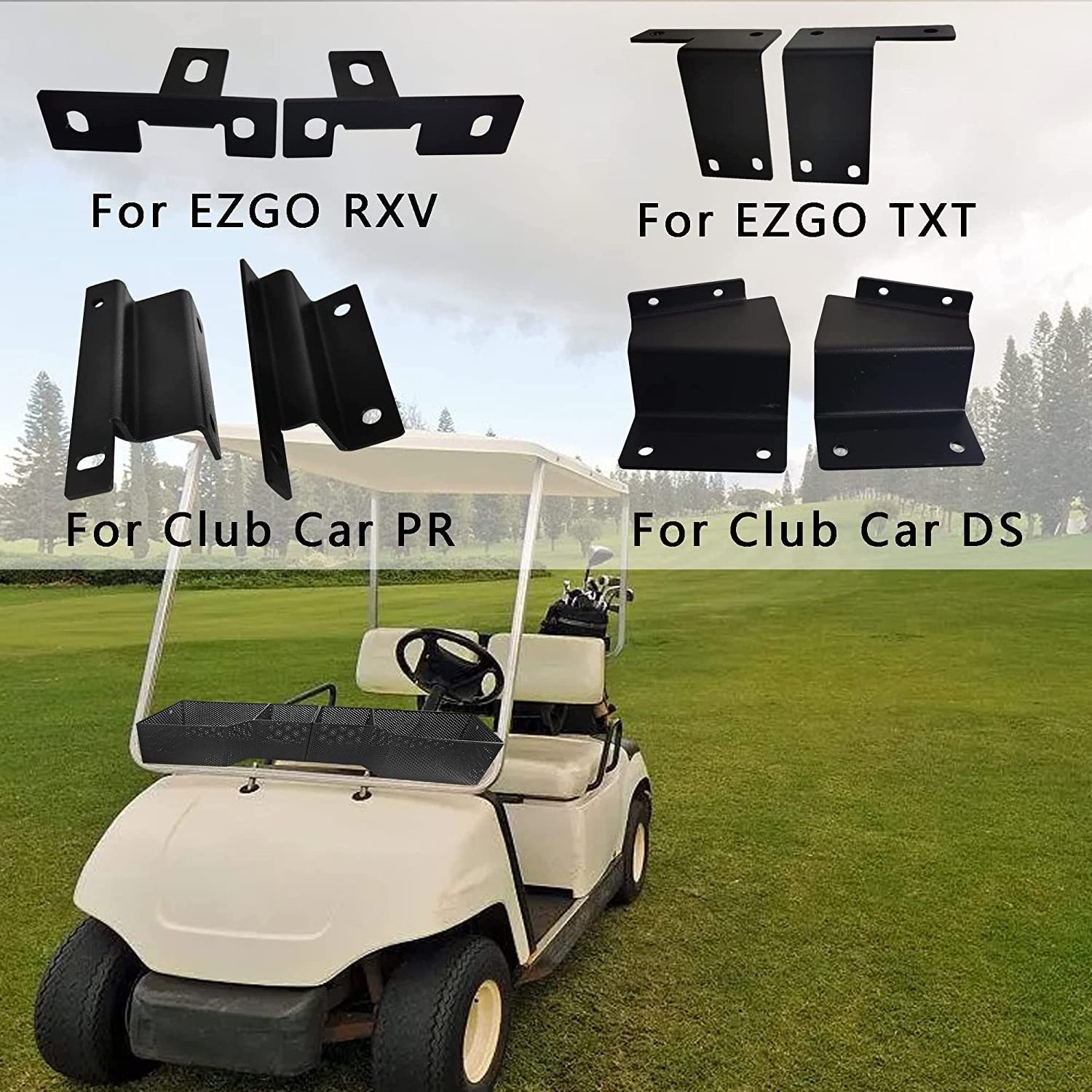 Customized Golf Cart Accessories Golf Cart Front Steel Basket for EZGO TXT & RXV, Club Car DS(2000-Up) & Precedent