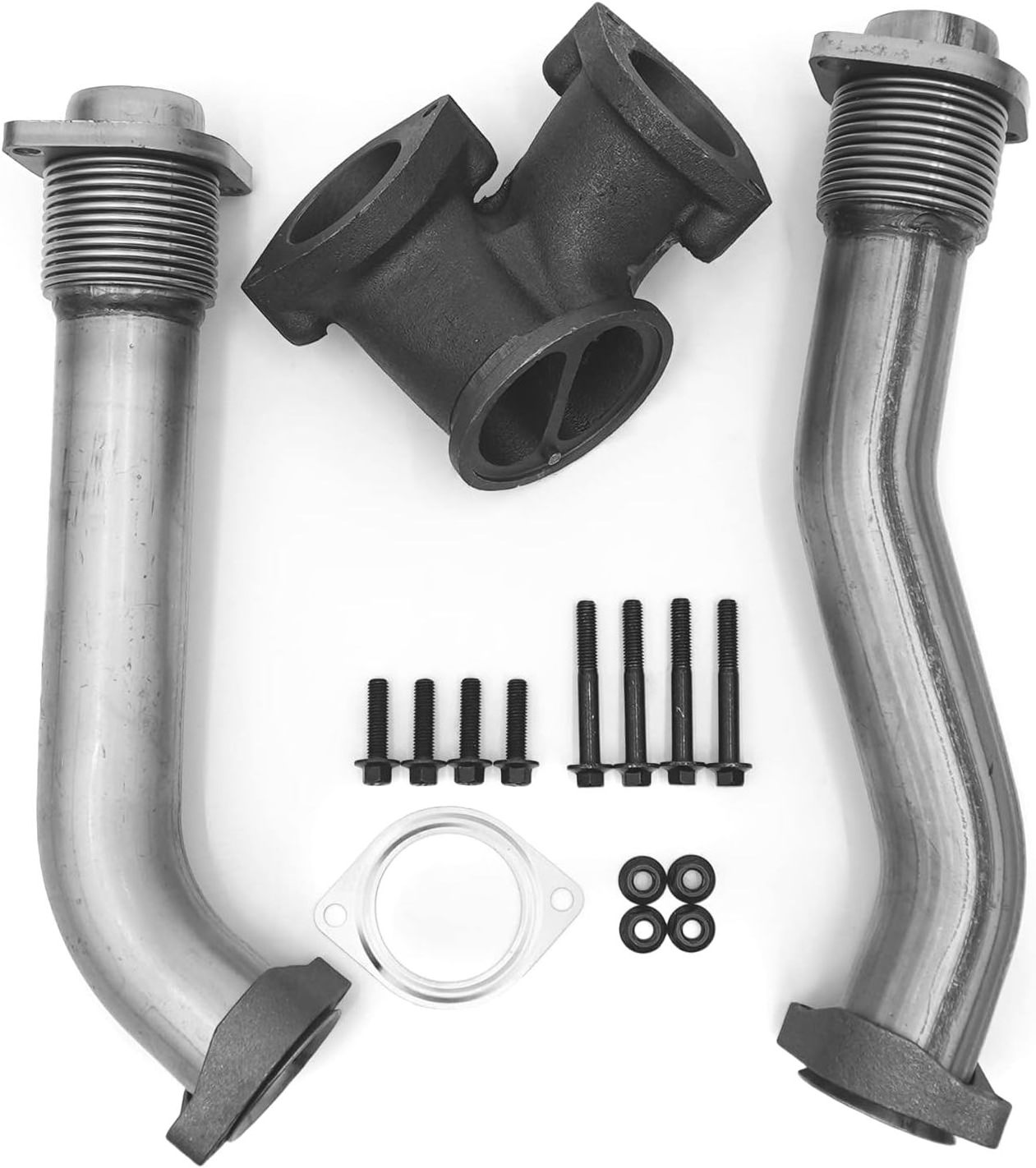 OE# 679-005 Turbo Diesel Exhaust Manifold Bellowed Up Pipes Kit compatible with Ford 1999-2003 7.3L F250 F350 F450 F550