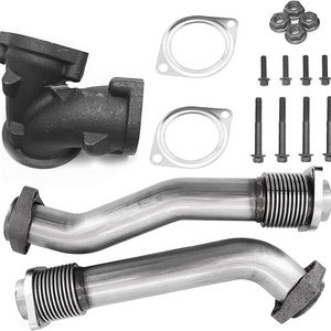 OE# 679-005 Turbo Diesel Exhaust Manifold Bellowed Up Pipes Kit compatible with Ford 1999-2003 7.3L F250 F350 F450 F550