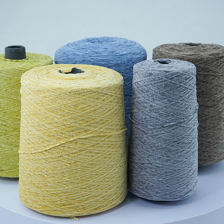 Wholesale Fancy yarns 5S/1 9s/1 Shiny Chenille for home textile articles Sewing yarn for knitting