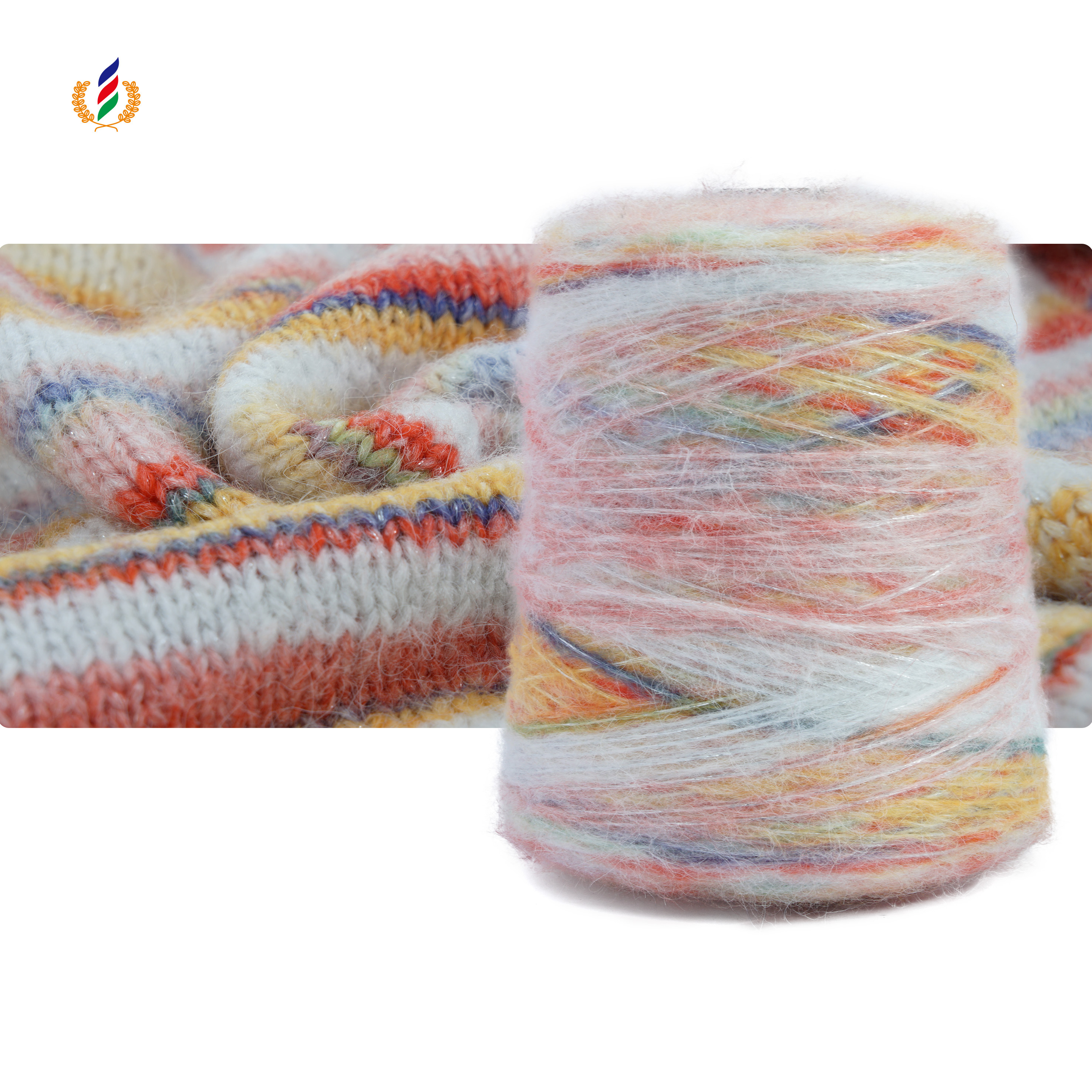 Silver silk segment dyed yarn 30% Metallic 17% Polyester 33% Acrylic 10% Nylon 10% WooL  Blended yarn for weaving