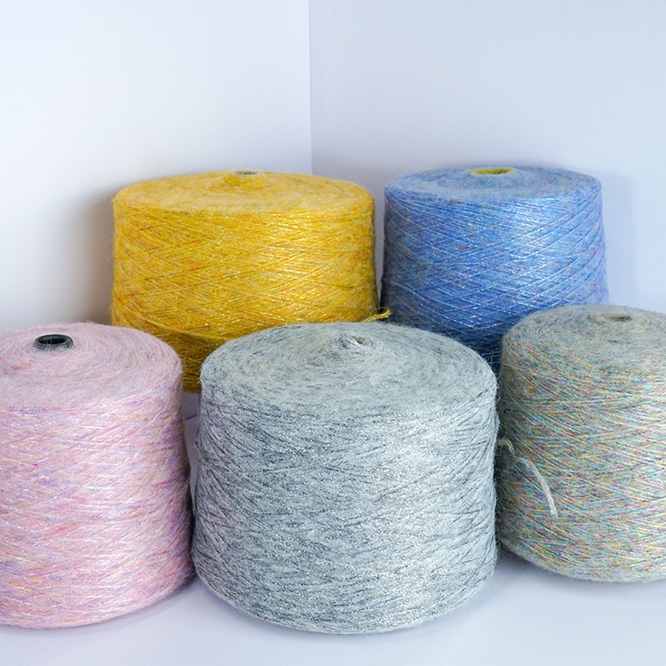 Air yarn 1/4NM Multi Colored knitting for sweaters Acrylic Blended Yarn for Crochet and Knitting Fluffy yarn for weaving