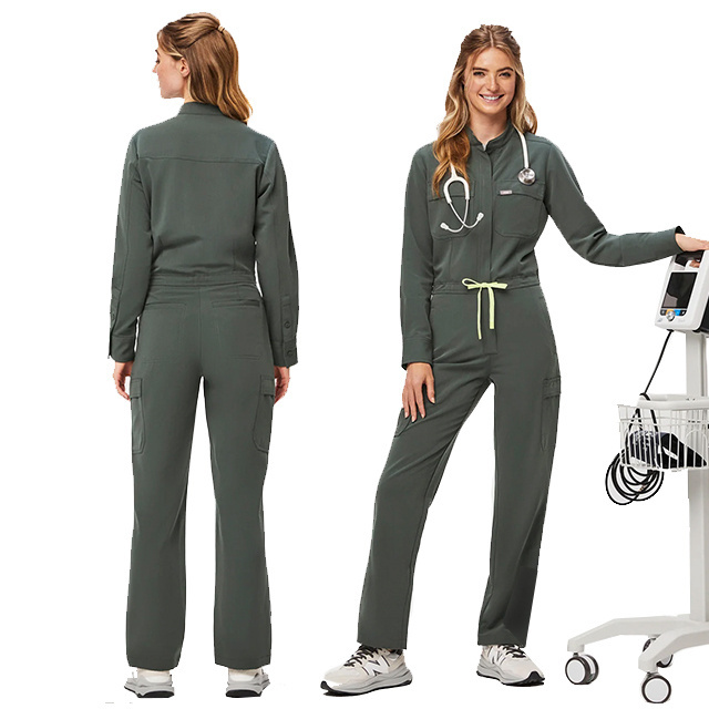 Women Scrub Sets  Design Hospital Scrubs Hospital Uniforms Sets Long Sleeve Ladies jumpsuit jumpsuits women's chic jumpsuit