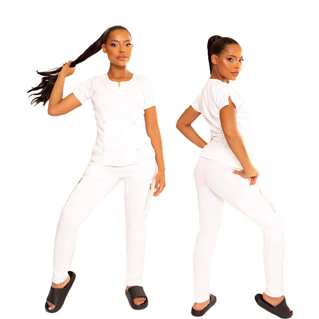 salon uniform ladies spa black scrubs with custom logo sexy medical scrubs white female set scrubs sets women