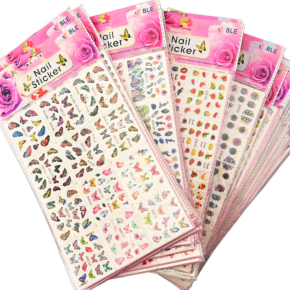 NEW arrival  BN Series Wholesale 12 in1 Nail Sticker Leopard Flower Rose Custom Water Transfer Wraps Decal Nail Supplies