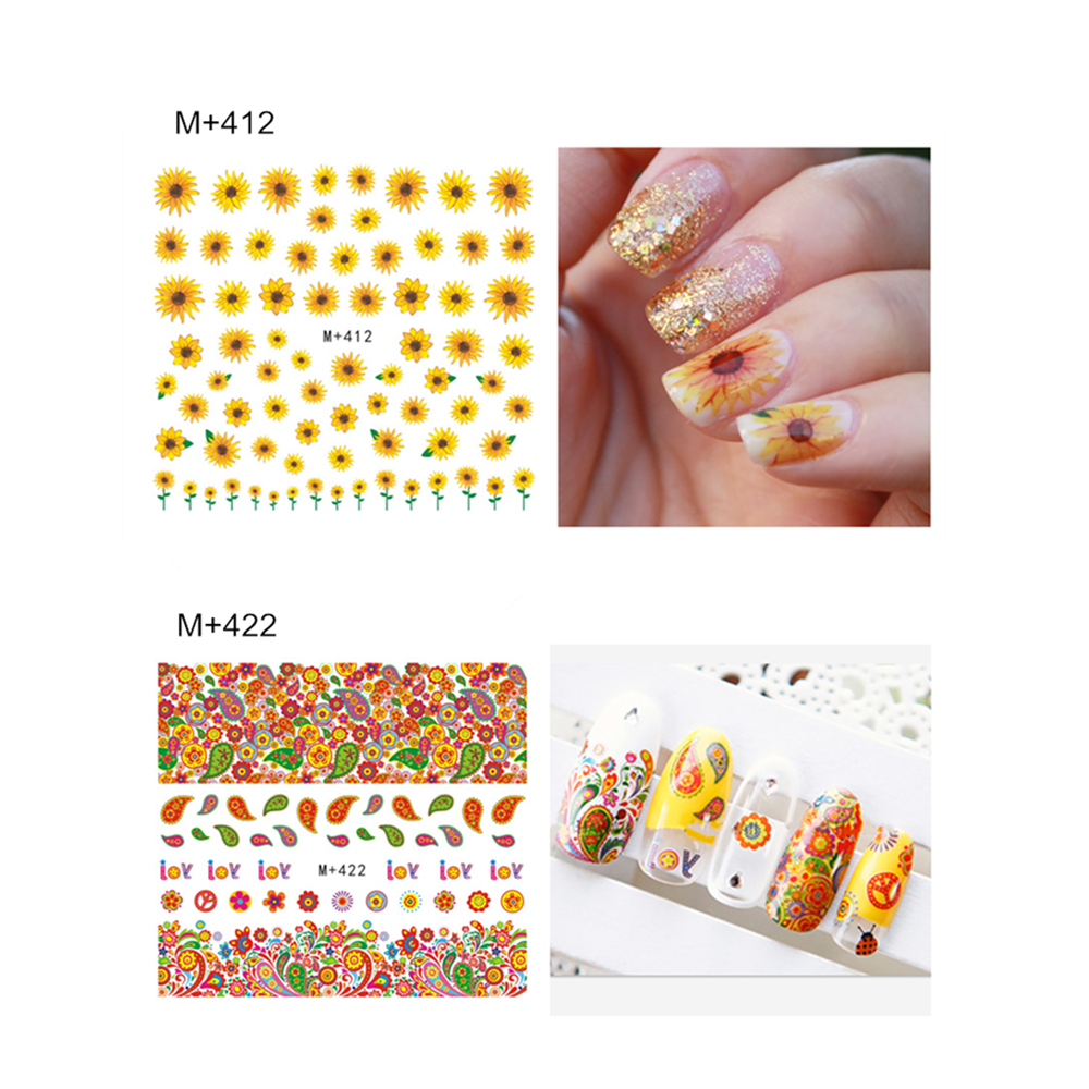 M+ Series Cartoon Children Kid Water Transfer Nail Decal Flower Design Nail Art Stickers Decals For Nail Tips Decoration Tool