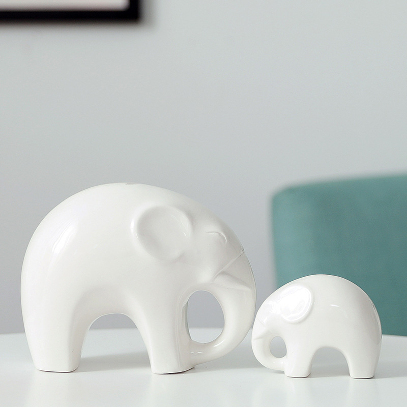 New Home Furnishings Creative Ornaments Modern Home Decor Pottery Elephant Ornaments Custom Porcelain Animal Figurine Glazed