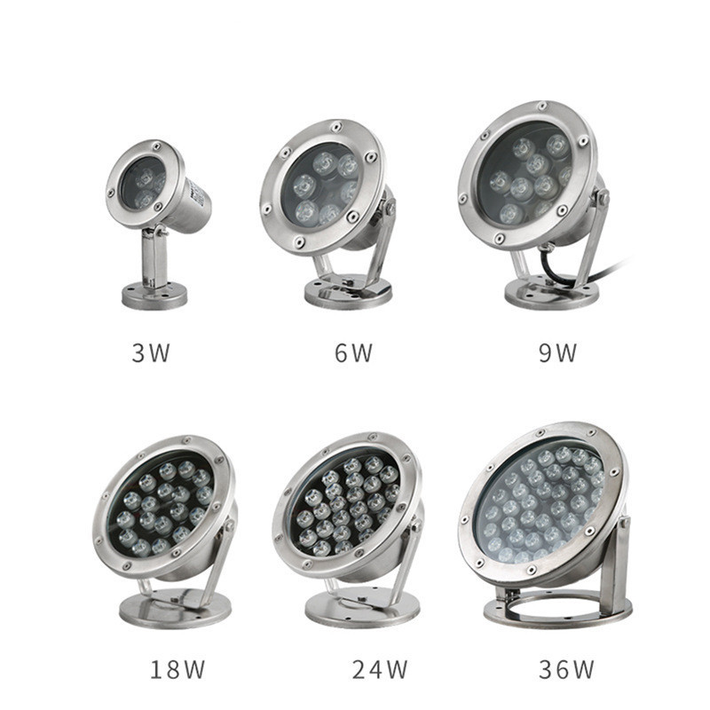 led waterproof stainless steel underwater lamp round colorful underwater lamps fountain landscape pool lamp